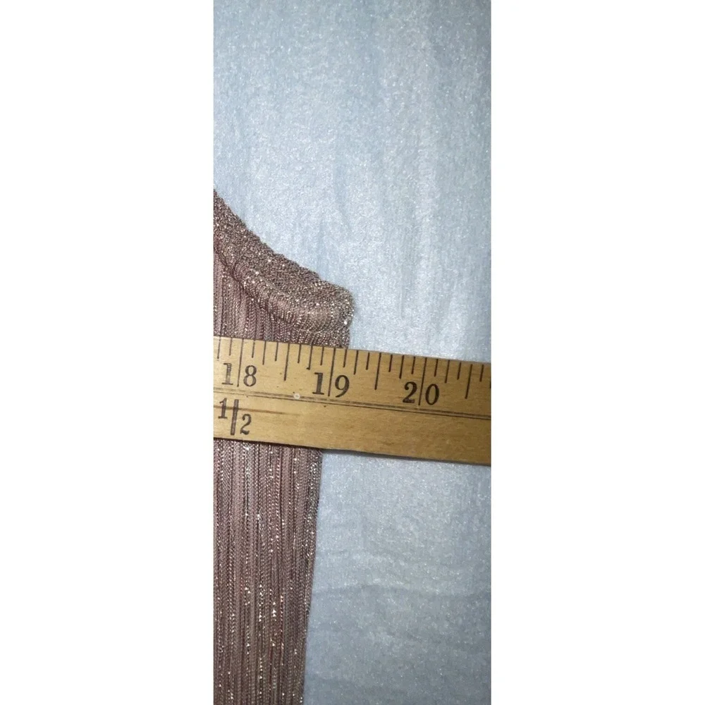 Nine West Dress Size Med SHIMMERY Metallic Rose‎ Gold  Mock Neck Flowy